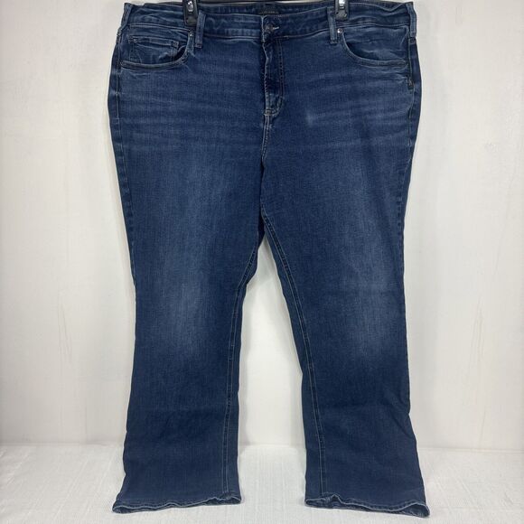 Silver Jeans‎ Women's Plus Size 22 Blue Elyse Slim Boot Denim Jean Pants - Picture 1 of 16